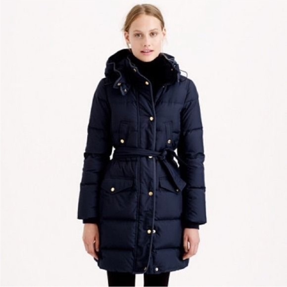 J. Crew Jackets & Blazers - JCREW WINTRESS BELTED DOWN PUFFER PETIT COAT BLACK JACKET b5123